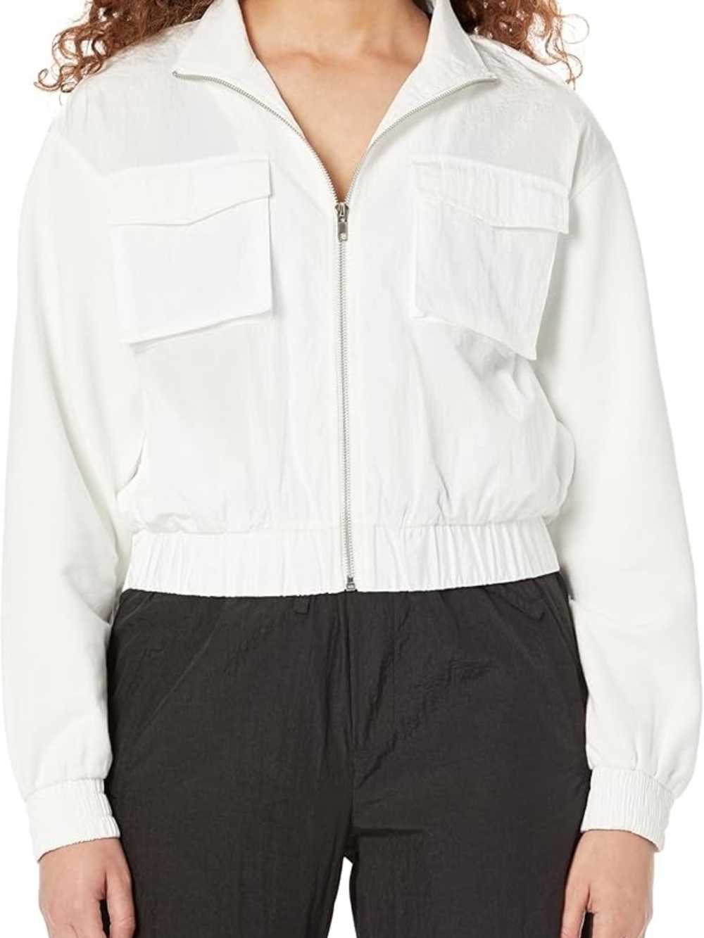 The Drop Whisper White Cropped Bomber